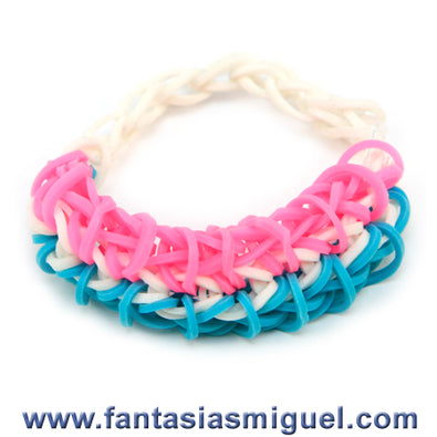 Fantasías Miguel Clave:AN136 Pulsera Con Ligas Agua/Blanco/Rosa