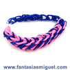 Fantasías Miguel Clave:AN138 Pulsera Con Ligas Azul-Rosa