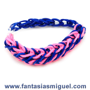 Pulsera Con Ligas Azul-Rosa