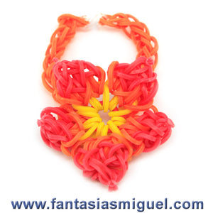 Pulsera Con Ligas Flor Hibiscus Amarillo