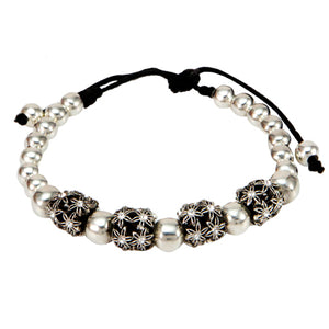 Pulsera Plata-Cristal Con Cuenta Con Piedra Hoyo