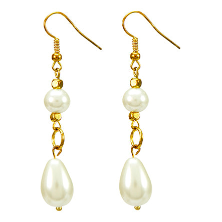 Aretes Oro-Marfil Con Gota Perlas