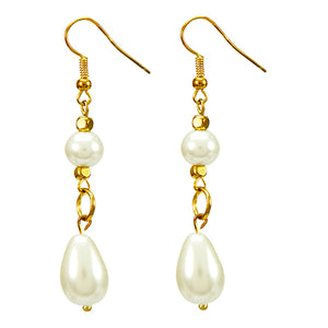 Aretes Oro-Marfil Con Gota Perlas