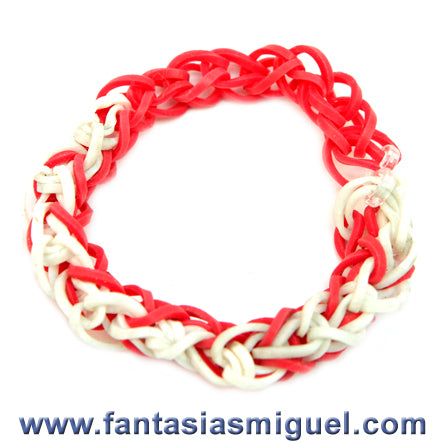 Pulsera Con Ligas Diamante, Rojo Blanco