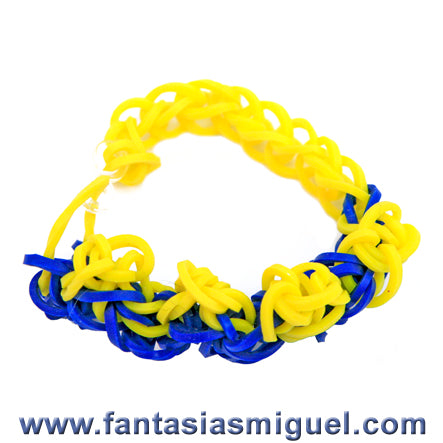 Pulsera Con Ligas Zig-Zag, Amarillo Azul