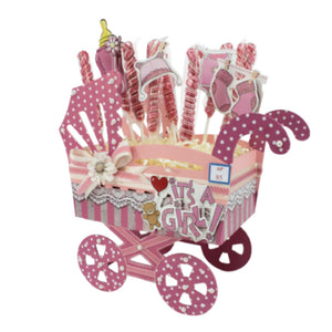 Centro De Mesa Carriola Baby Rosa