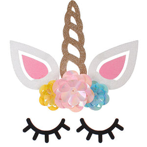 Adorno Unicorno Con Flores Pvc