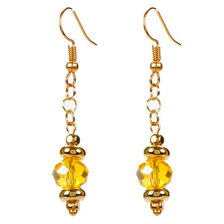 Aretes De Rondel Amarillo Y Oro