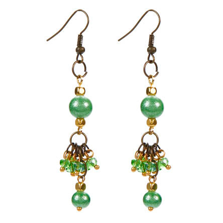 Aretes Verdes Con Perlas Y Rondeles
