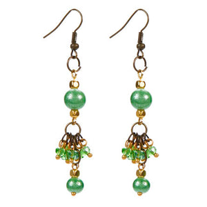 Aretes Verdes Con Perlas Y Rondeles