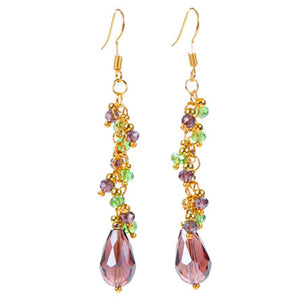 Aretes De Rondeles Y Cuenta Gota Verde Y Morado