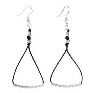 Aretes Con Cordón Y Tubito Grabado