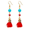 Fantasías Miguel Clave:BL118 Aretes Rojo/Azul Con Rosas De Tela