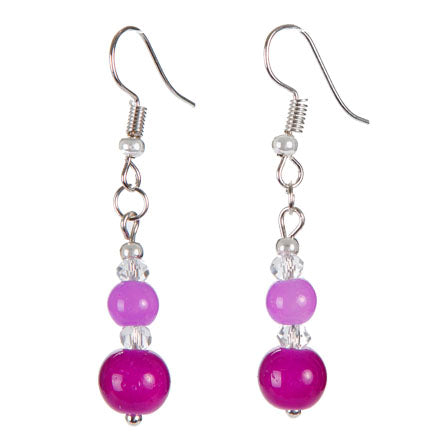 Aretes De Cuentas Moradas Y Rondeles Cristal
