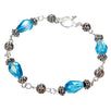 Fantasías Miguel Clave:BL143 Pulsera Con Cristal Gota Azul Y Bola De Filigrana