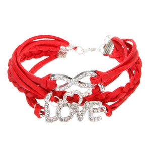 Pulsera De Amor Roja Con Dijes De Cristales