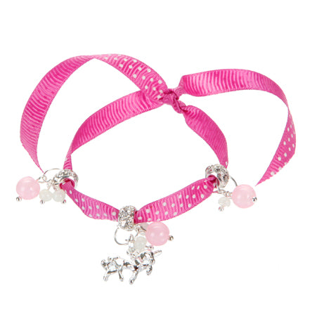 Pulsera De Listón Con Dijes De Unicornio