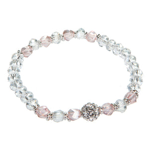 Pulsera De Rondeles Rosas Y Cristal