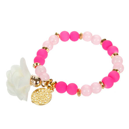 Pulsera De Cuentas Rosas Con Dije Mandala