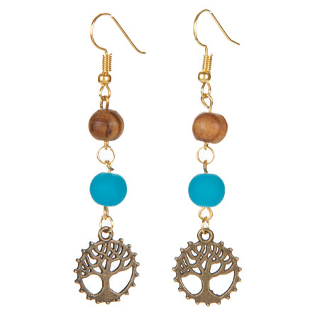 Aretes Con Árbol De La Vida Y Cuentas