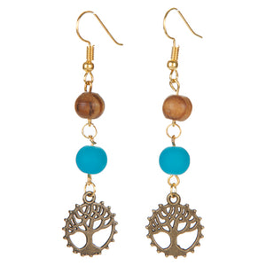 Aretes Con Árbol De La Vida Y Cuentas