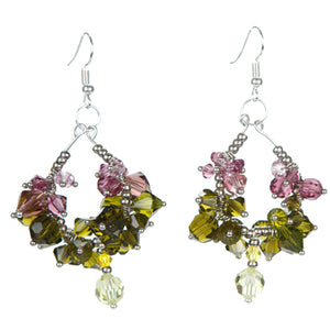 Aretes De Cristal Preciosa Olivo/Morado