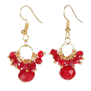 Aretes De Cristales Rojos