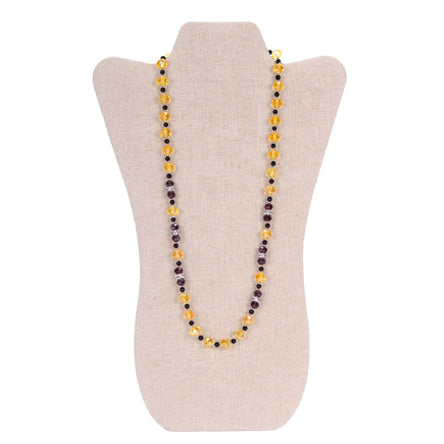 Collar Largo De Rondeles Amarillo/Morado