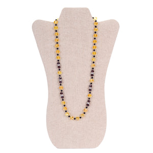 Collar Largo De Rondeles Amarillo/Morado