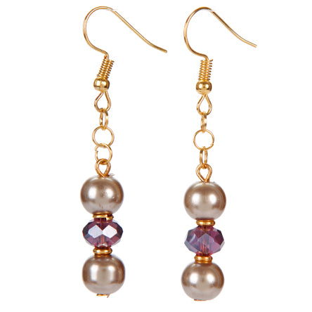 Aretes De Perla Topacio Y Rondel Morado