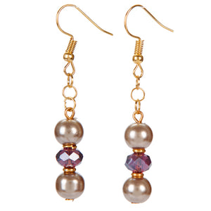 Aretes De Perla Topacio Y Rondel Morado