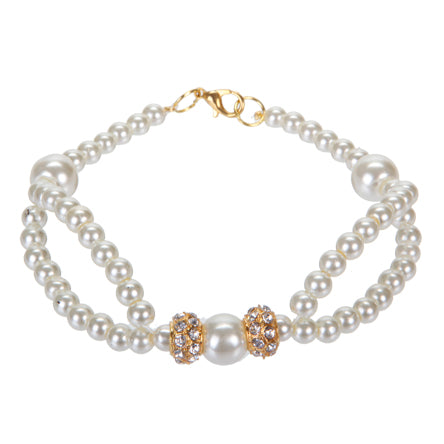 Pulsera De Perlas Y Rondel Oro Con Cristales