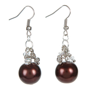 Aretes De Perla Café, Bola De Filigrana Y Rondel