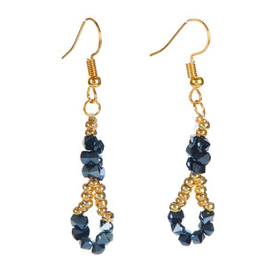 Aretes Dorados Con Cristales Moño Negros