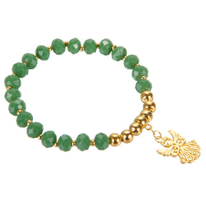 Pulsera Con Dije  Ángel Y Rondel Verde