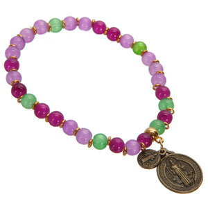 Pulsera Multicolor Con Medalla De San Benito