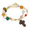 Fantasías Miguel Clave:BL326 Pulsera Engarzada Con Cristal Y Cruz De Madera