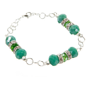 Pulsera Con Rondeles Esmeralda Y Argollas