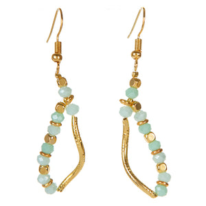 Aretes Menta Con Tubito Grabado Oro