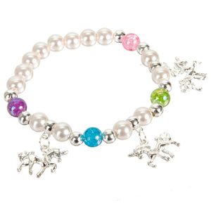 Pulsera Con Perlas  Y  Unicornio