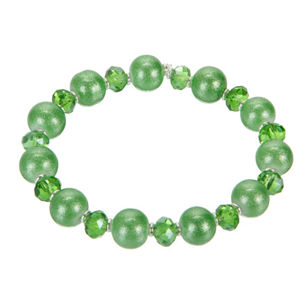 Pulcera Con Perla Destellos Y Rondel Cristal Esmeralda