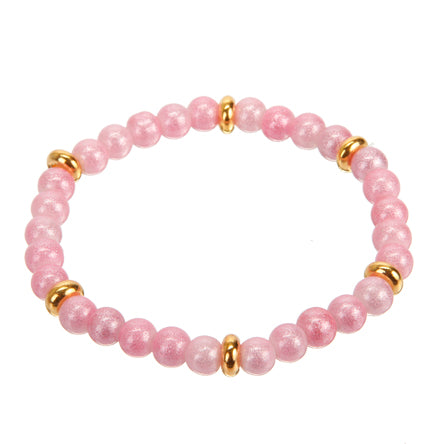 Pulcera Con Perla Destellos Rosa
