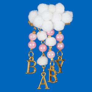 Distintivo Nube Baby Con Pom Poms Y Dijes De Letra