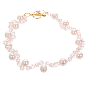 Pulsera Tejida Con Perla Y Cristal Escalera