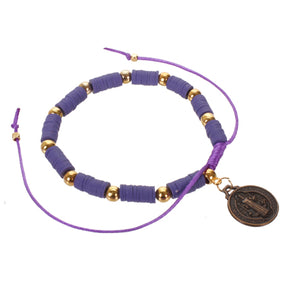 Pulsera Con Medalla De San Benito  Y Nudo Corredizo