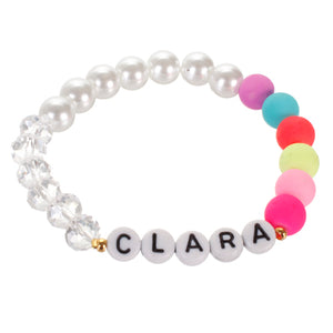 Pulsera Con Cuenta De Letras Y Caucho Multicolor