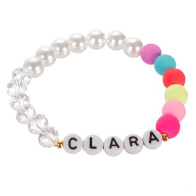 Fantasías Miguel Clave:BL522 Pulsera Con Cuenta De Letras Y Caucho Multicolor