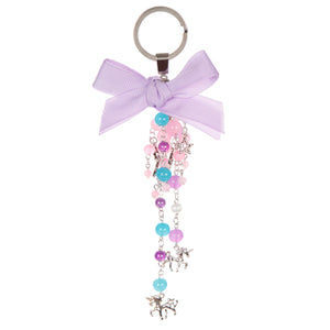 Llavero Con Dijes Unicornio Y Cuenta Brillante