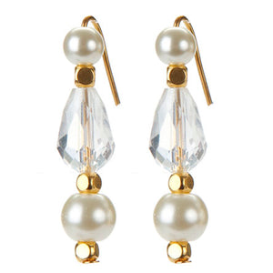 Aretes De Perlas Con Cuenta Gota Cristal