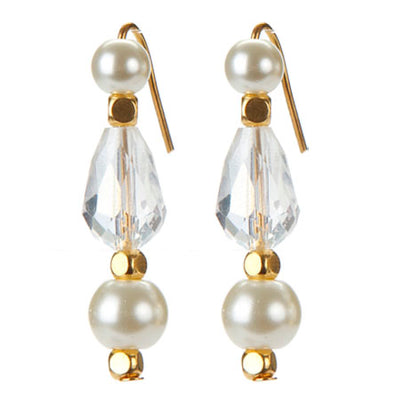 Fantasías Miguel Clave:Bl57 Aretes De Perlas Con Cuenta Gota Cristal